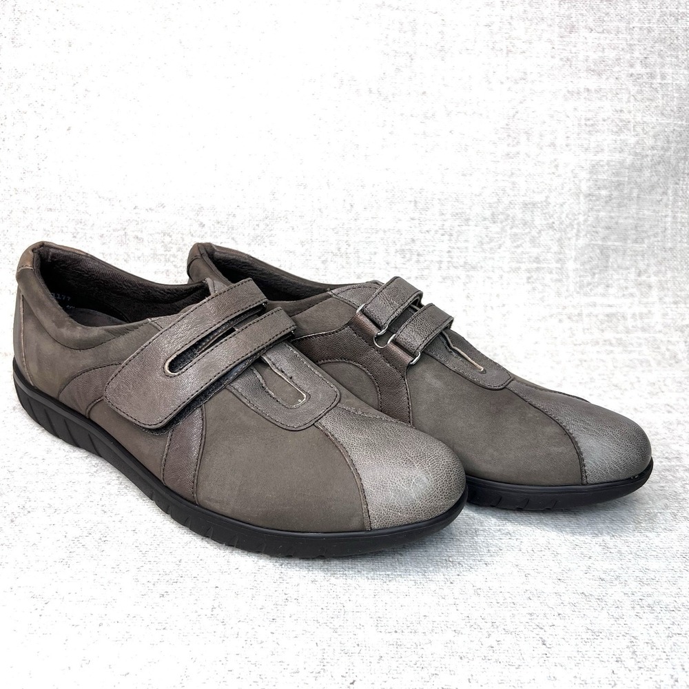 Munro Sport Joliet Mocha Brown Hook & Loop Comfort Sneaker Suede Sz 11 Narrow